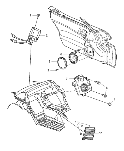 2005 Dodge Viper Antenna - Speakers Diagram