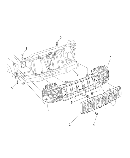 1997 Jeep Grand Cherokee Grille Radiator Diagram for 5FJ12MS4