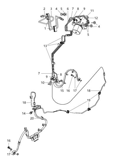 2012 Ram 2500 Tube Assembly-Master Cylinder To HCU Diagram for 5154268AC