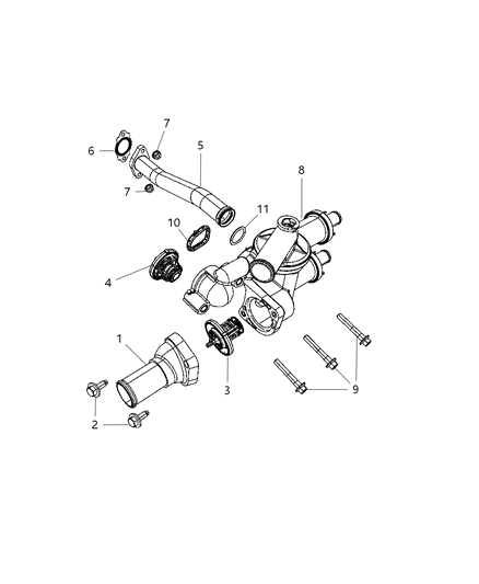 2012 Chrysler 200 Thermostat & Related Parts Diagram 1