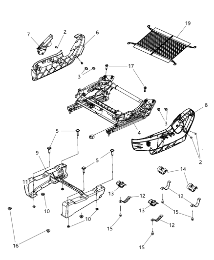 2008 Dodge Grand Caravan Adjusters, Recliners & Shields - Passenger Side - Power Diagram