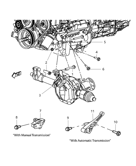 2009 Dodge Dakota Engine Mounting Left Side Diagram 3