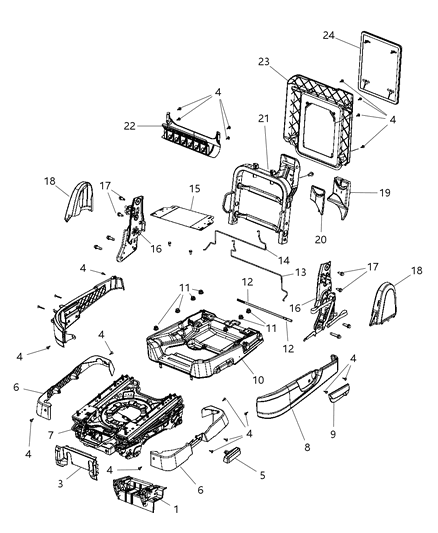 2008 Chrysler Town & Country Second Row - Adjusters, Recliners, Shields And Risers Diagram 3