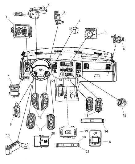 2007 Dodge Ram 3500 Switches - Instrument Panel Diagram