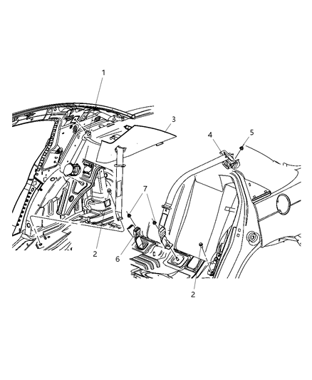 2007 Chrysler Sebring Retractor Seat Belt Diagram for XS771D5AB