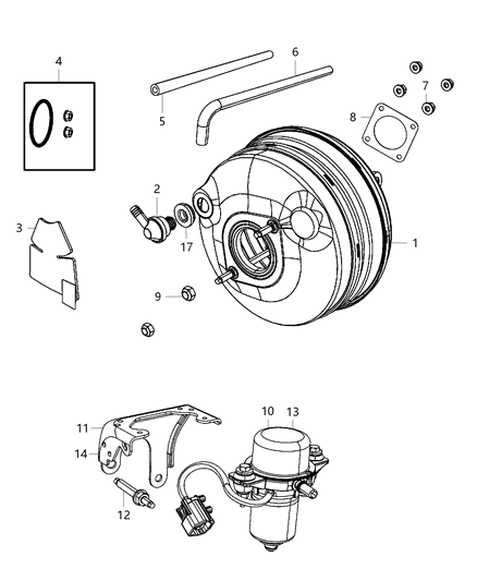 2014 Chrysler Town & Country Booster & Pump, Vacuum Power Brake Diagram