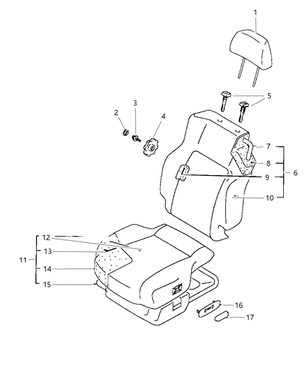 1997 Chrysler Sebring Coupe Front Seat - Left Diagram