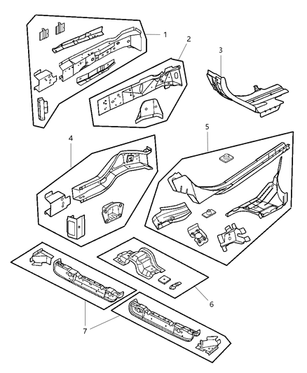 2004 Chrysler Sebring Sedan & Convertible Front Frame, Rear Diagram 1