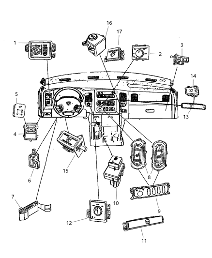 2009 Dodge Ram 3500 Switches Instrument Panel Diagram