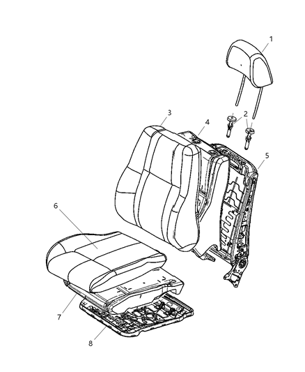 2011 Dodge Durango HEADREST-Front Diagram for 1UP78BD3AA