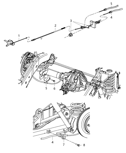 2019 Ram 1500 Park Brake Cables, Rear Diagram