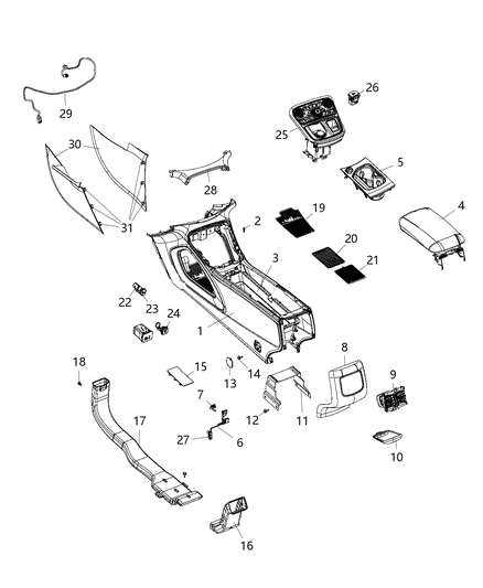 2017 Chrysler 200 Panel-Floor Console Diagram for 1UY71ML2AD