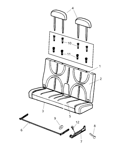 2003 Dodge Durango Seat Back Rear Includes Cover Diagram for WL281T5AA