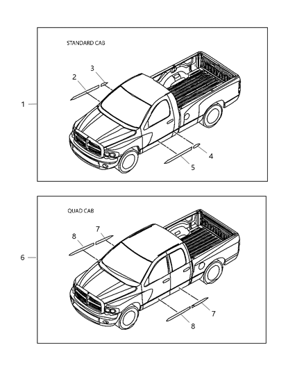 2008 Dodge Ram 2500 Decal Kit Diagram