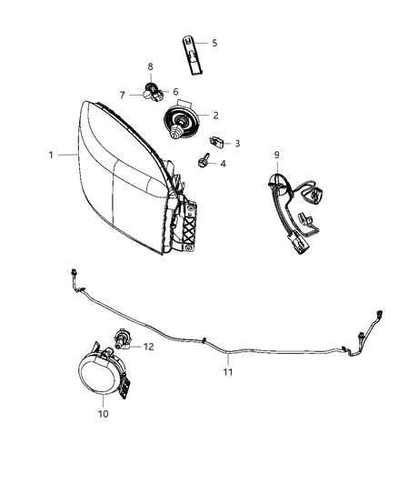 2012 Ram 3500 Driver Side Headlight Assembly Composite Diagram for 55277409AE