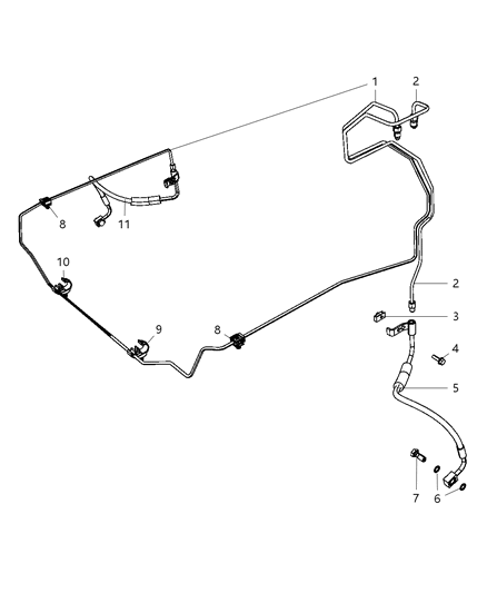 2009 Jeep Wrangler Brake Tubes & Hoses, Front Diagram 1