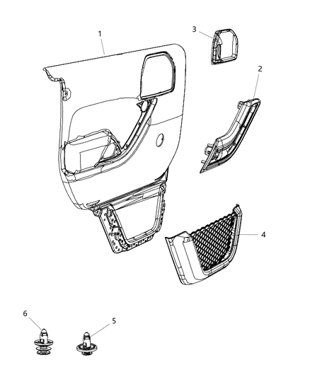 2012 Jeep Wrangler Rear Door Trim Panel Diagram