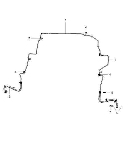 2012 Jeep Liberty Brake Tubes & Hoses, Front Diagram