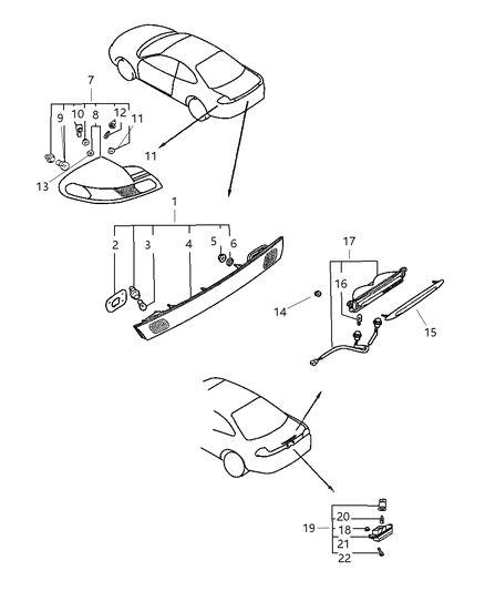 1999 Dodge Avenger Lamps - Rear Diagram