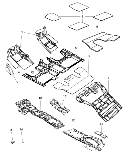 2018 Dodge Durango Carpet-Front Floor Diagram for 5VK15DX9AA