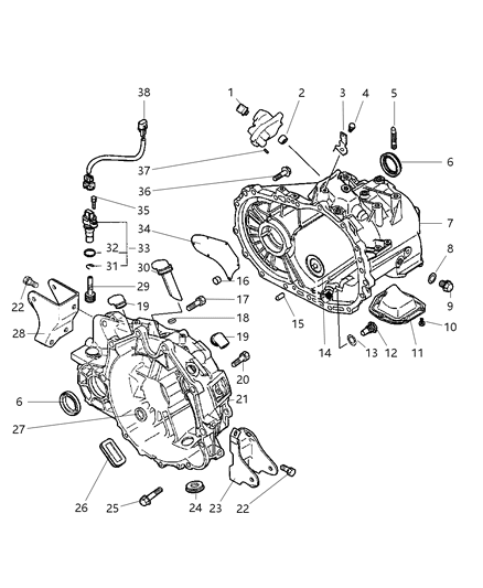 2002 Dodge Stratus Coupe Case, Transaxle & Related Parts Diagram 2