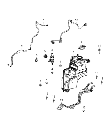 2021 Jeep Gladiator Reservoir, Windshield Washer Diagram 1
