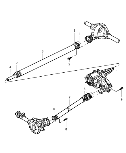 2000 Dodge Durango 4X4 Rear Drive Shaft Diagram for 52105698AA