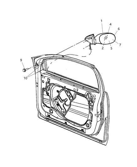 2001 Chrysler 300M Mirror, Exterior Diagram