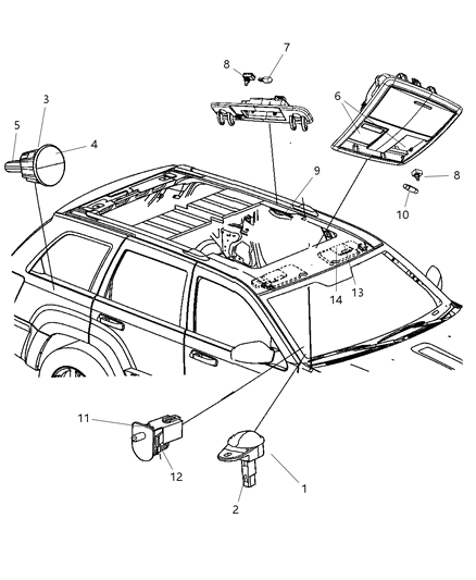 2009 Jeep Grand Cherokee Lamp-Cargo Diagram for 5023881AA