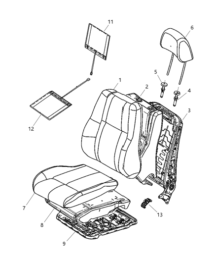 2007 Jeep Commander Front Seat Back Cover Diagram for 1GF941D5AA