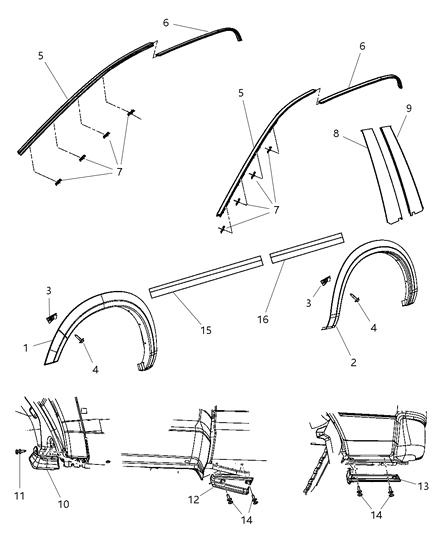 2011 Ram 1500 APPLIQUE-Front Door Diagram for 55372279AC