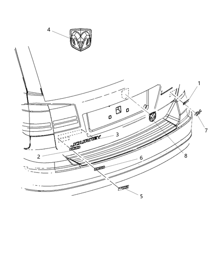 2009 Dodge Journey Nameplates - Emblem & Medallions Diagram