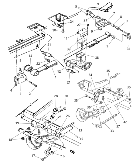 1999 Chrysler Town & Country Rear Leaf Spring Diagram for 4684705