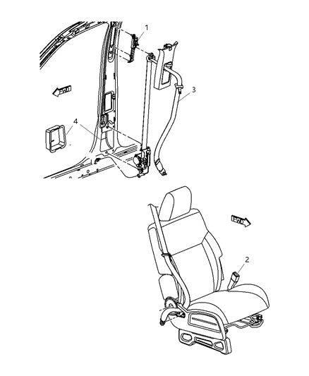 2009 Dodge Nitro Seat Belts Front Diagram