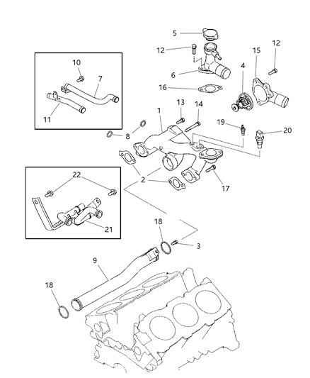 1998 Chrysler Sebring Coupe Thermostat & Related Parts Diagram 2