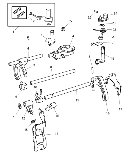 2004 Chrysler PT Cruiser Fork & Rails Diagram 2