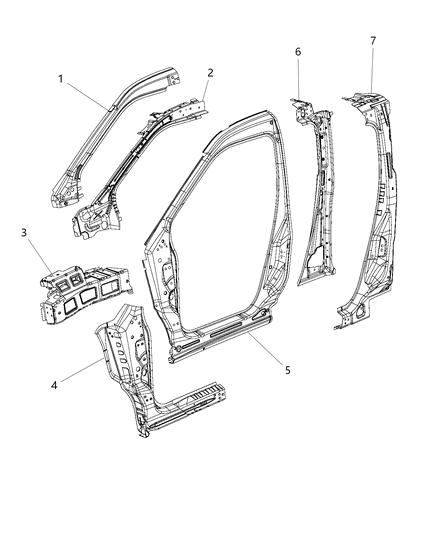 2019 Ram ProMaster City Panel-Body Side Aperture Outer Diagram for 68288718AA