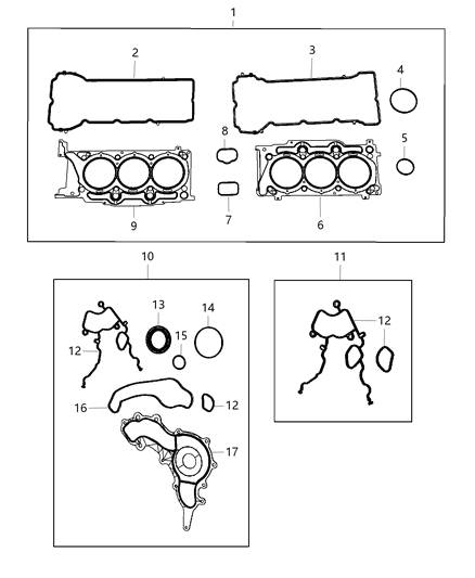 2017 Ram ProMaster 1500 Engine Gasket Kits Diagram