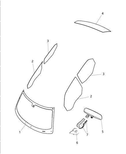 2012 Dodge Charger Glass, Glass Hardware & Interior Mirror Diagram