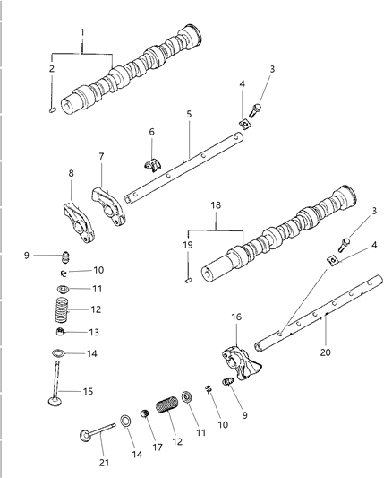 1997 Chrysler Sebring Rocker Arm Shaft Diagram for MD181257