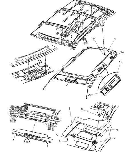 2004 Chrysler Pacifica Headliner Diagram for ZX471L2AA