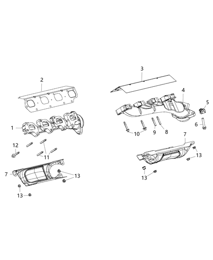 2014 Ram 2500 Exhaust Manifolds & Heat Shields Diagram 1