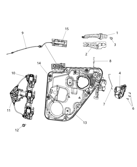 2016 Jeep Grand Cherokee Handle-Exterior Door Diagram for 1MW30PGRAE