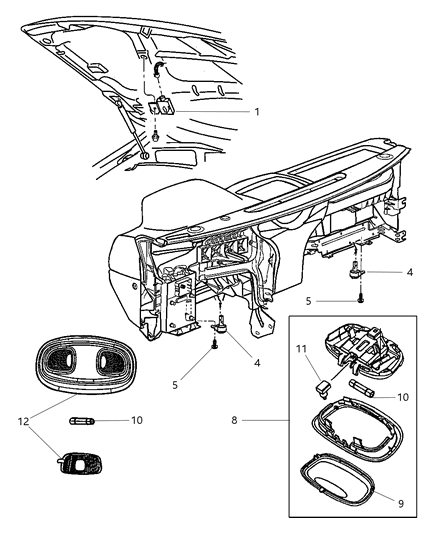 1999 Jeep Grand Cherokee Lamp - Courtesy - Dome - Reading Diagram