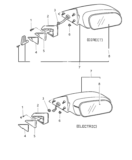 1997 Dodge Avenger Mirror, Exterior Diagram 1