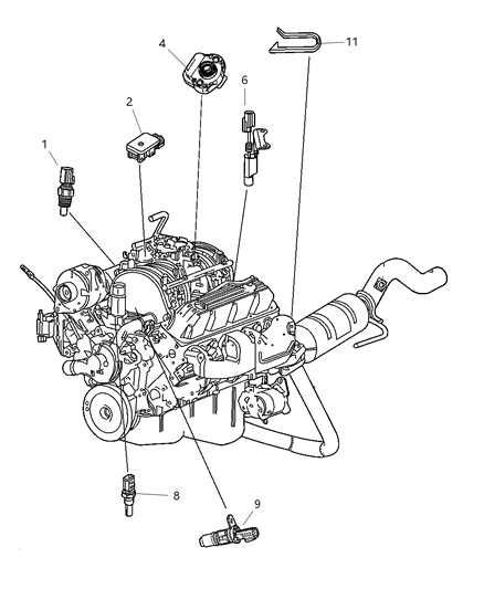 2005 Dodge Dakota Sensors - Engine Diagram 2