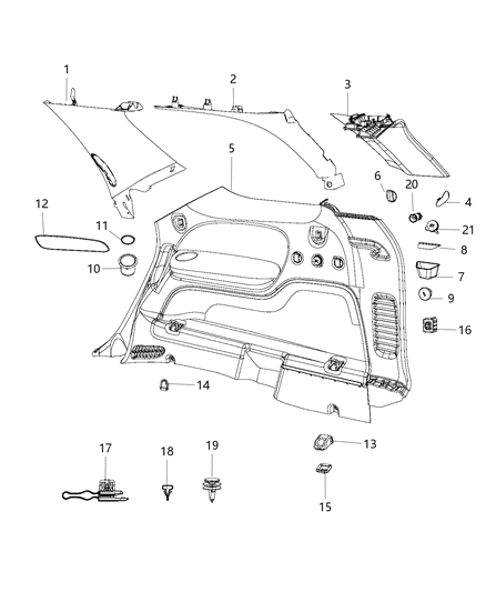 2019 Dodge Durango Cover-HEADLINER Diagram for 6DF18DX9AA