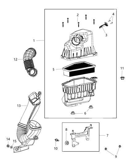 2020 Jeep Cherokee Air Cleaner Hose Diagram for 68285605AB