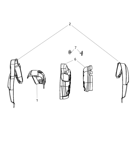 2018 Dodge Grand Caravan Rear Wheelhouse Shields Diagram