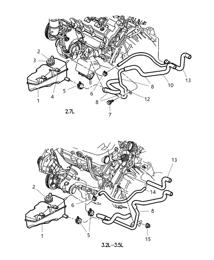 2004 Chrysler Concorde Coolant Recovery System Heater Plumbing Diagram